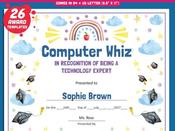 Student Recognition Awards, Printable Appreciation Certificates, Editable PowerPoint