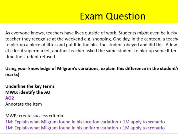 2025 spec AQA Psychology Milgram's situational variables