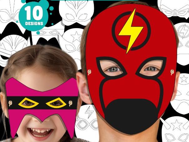 Superhero Mask Coloring Pages, Color Your Own Printable Masks Craft, Color, Cut, Wear Activity