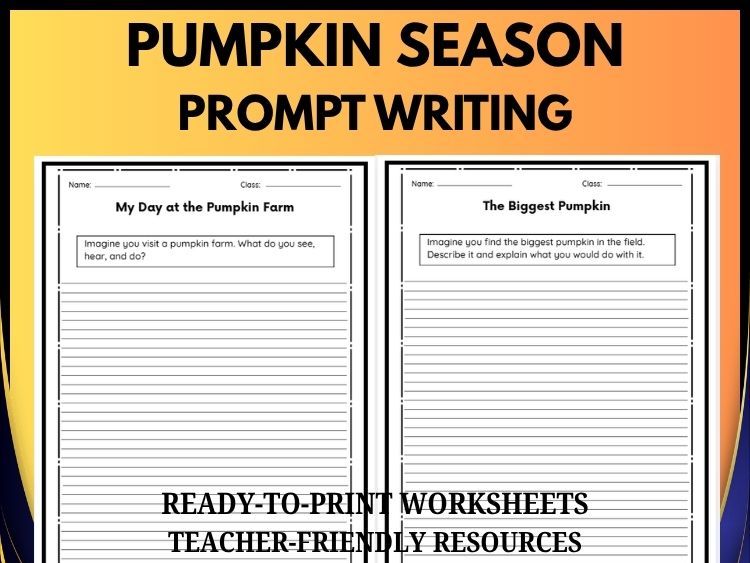 Pumpkin Season Writing Prompts | 20 Prompts | Grades 2–8