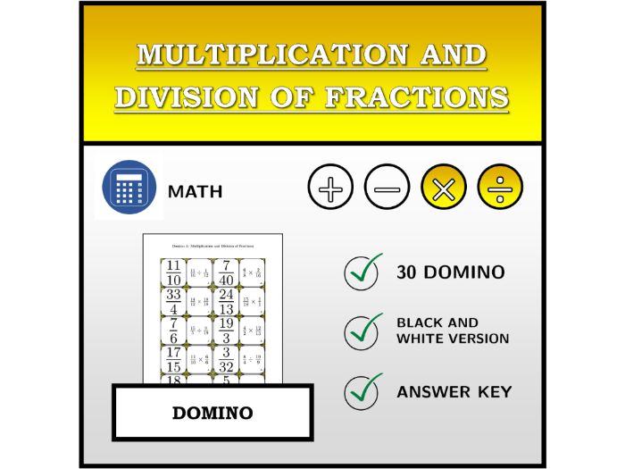 Domino | Multiplication and Division of Fractions | Math Activity