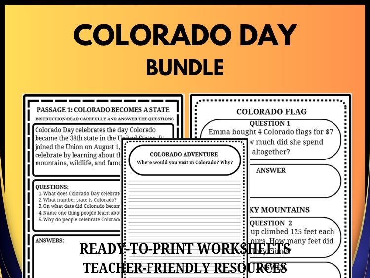 Colorado Day Bundle | Reading, Writing & Math Activities