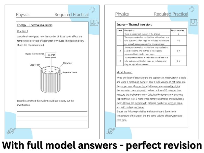 AQA Thermal insulators Required practical extended response Q&A
