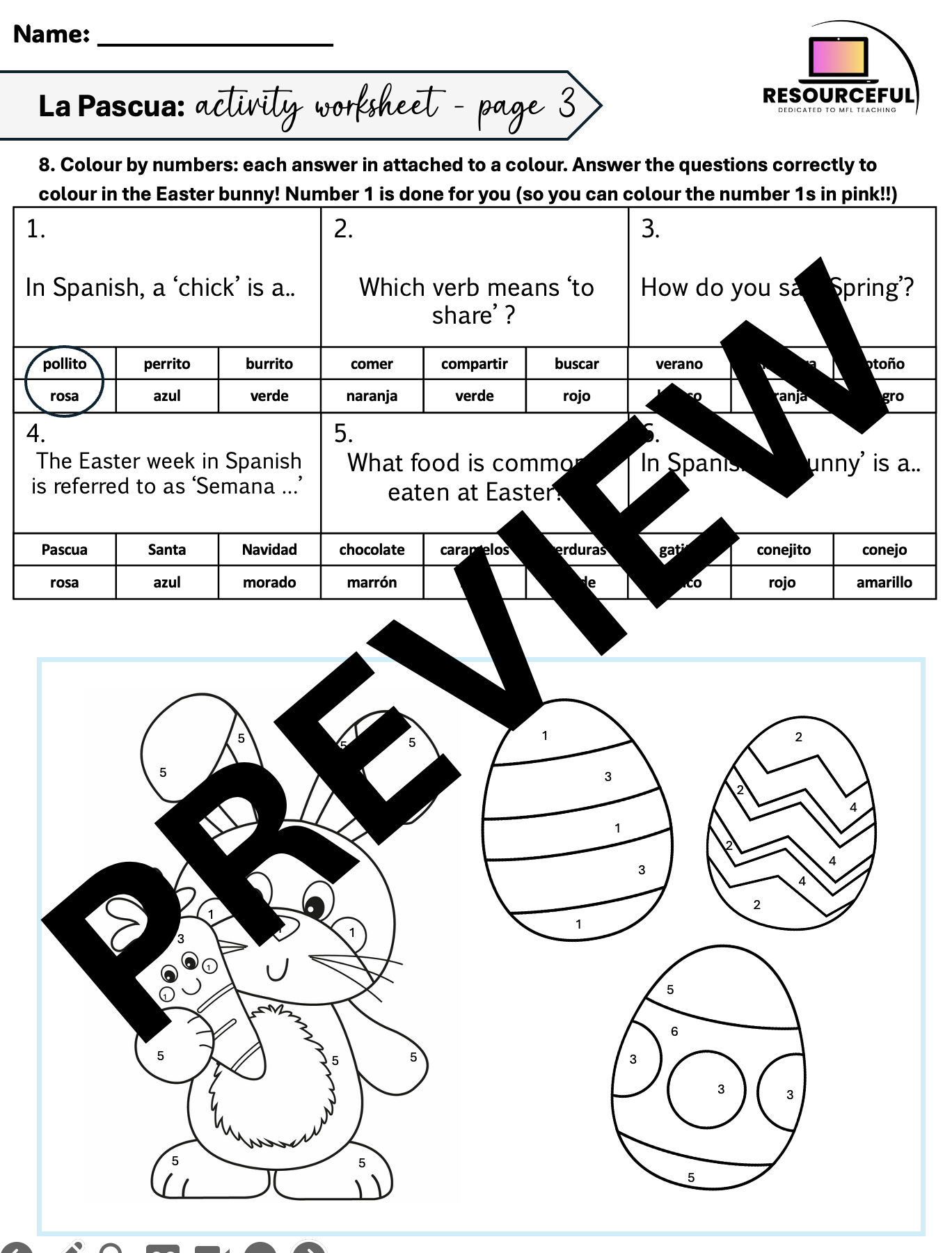 Spanish Easter/Pascua Activity worksheets (x3!): comprehension ...