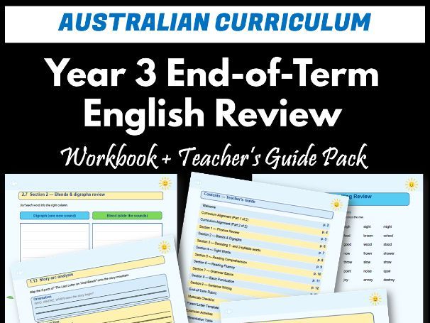 Year 3 End-of-Term English Review Pack | Australian Curriculum