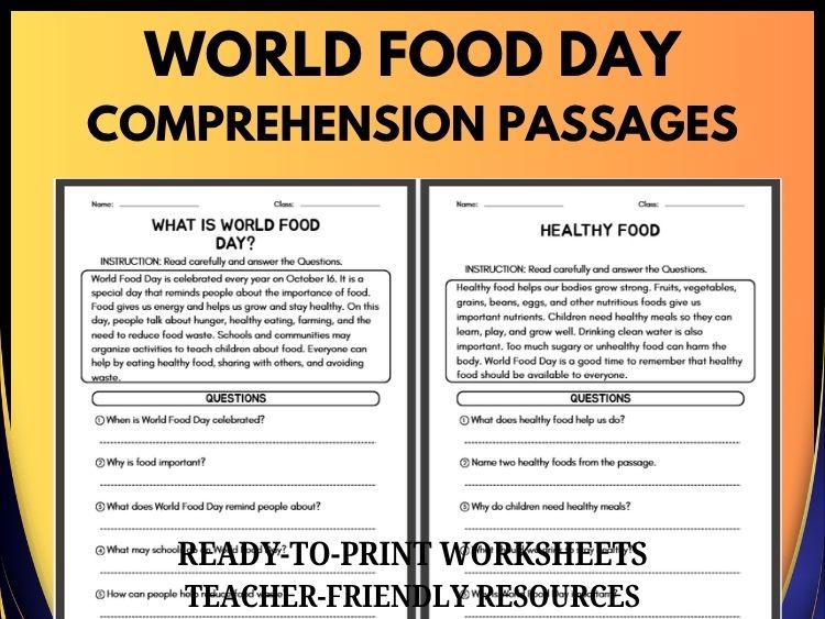 World Food Day Reading Comprehension | 20 Passages with Questions & Answers