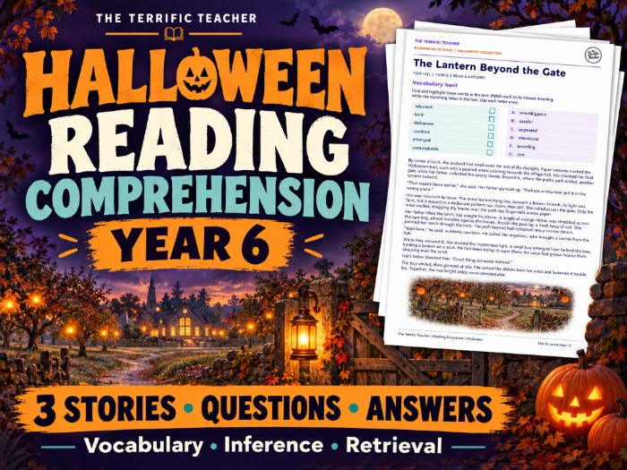 Year 6 Halloween Reading Comprehension Pack | 3 Spooky Stories & Answers