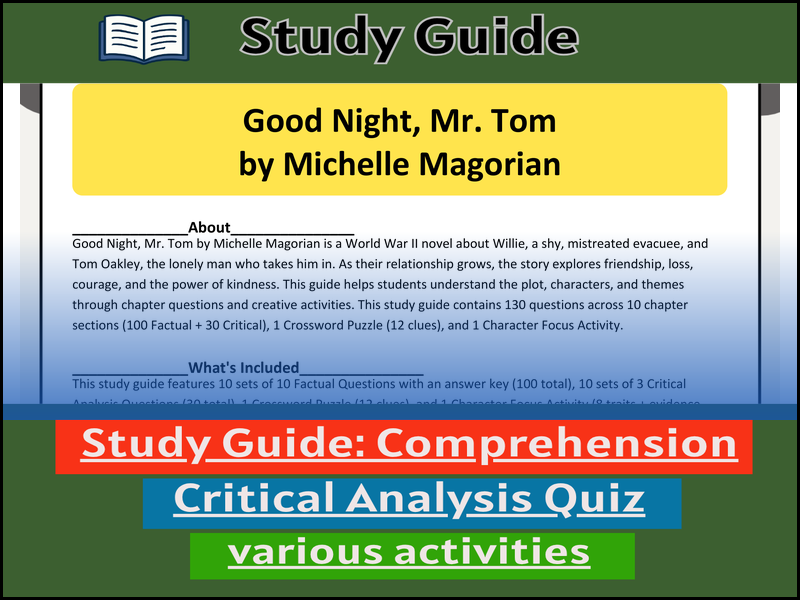 Study Guide for :Good Night, Mr. Tom  & Comprehension Test