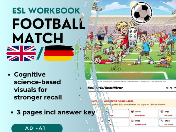 Football  ESL Picture Description Workbook | A0-A1 English + German