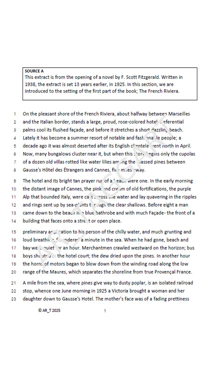 NEW AQA (2026) GCSE English Language Paper 1 TRIPLE AQA FORMAT