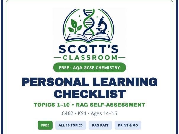 FREE AQA GCSE Chemistry 8462 PLC Checklist
