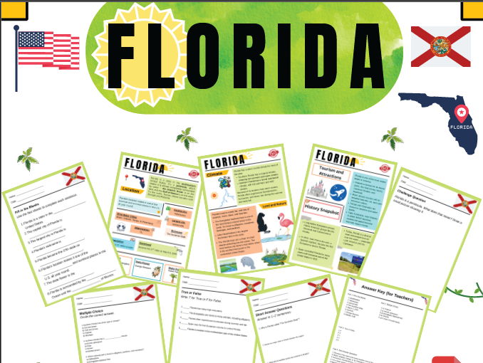 Florida Geography & Science: Fact Files, Worksheets & Activities Grades 4-6