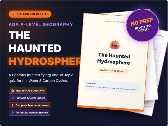 Halloween Geography Quiz - AQA A-level Water and Carbon Cycles Pub Quiz