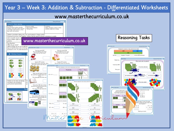 Year 3 – Week 3: Addition And Subtraction Differentiated Worksheets