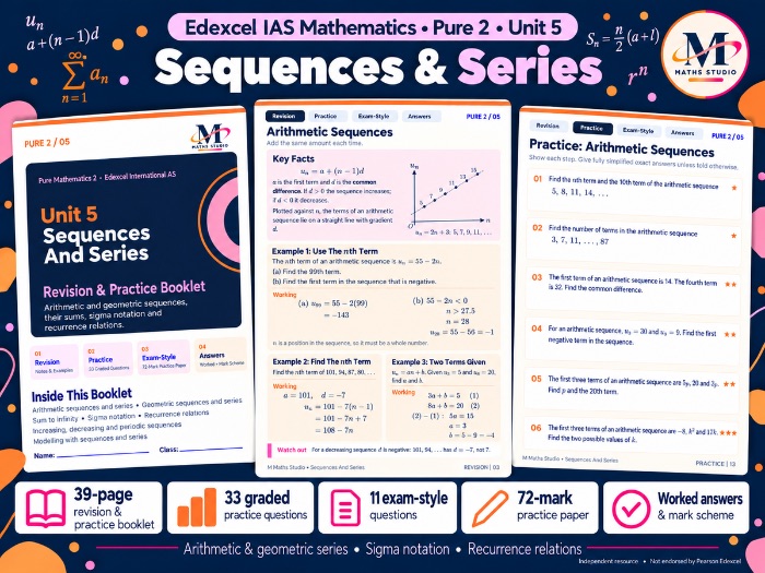 Unit 5: Sequences & Series - Edexcel IAL Pure Maths 2 | Revision Booklet