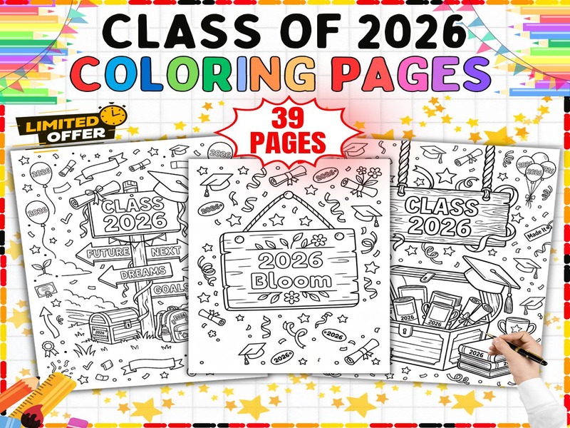 Kindergarten Graduation Coloring Pages | 39 Sheets | Awards Day Art Activity