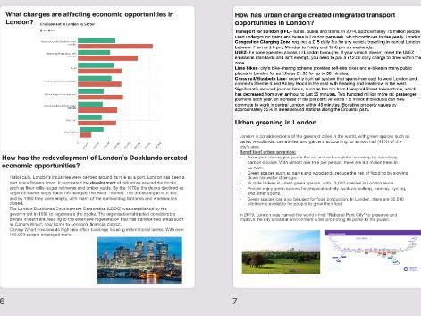 AQA GCSE Geography Urban Change LONDON case study revision booklet with questions