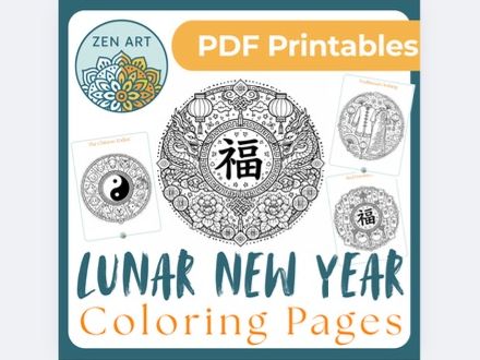 Chinese New Year Mandala Art Mindful Coloring Pages