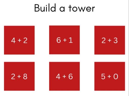 Build a tower addition/number bonds activity