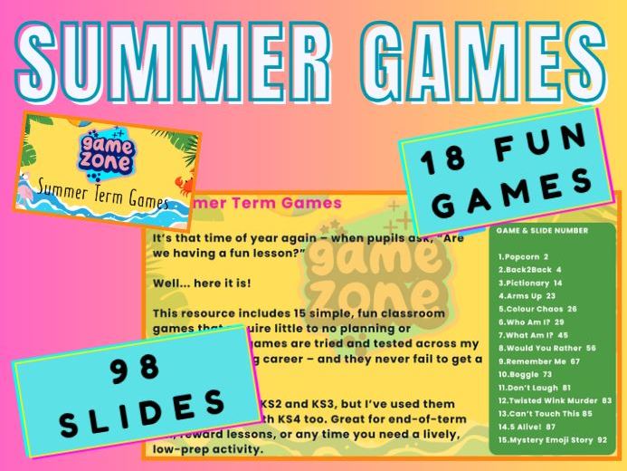 Summer Fun | Classroom Games | PowerPoint | End of Year | KS2 KS3 KS4 | No Prep, Just Play!