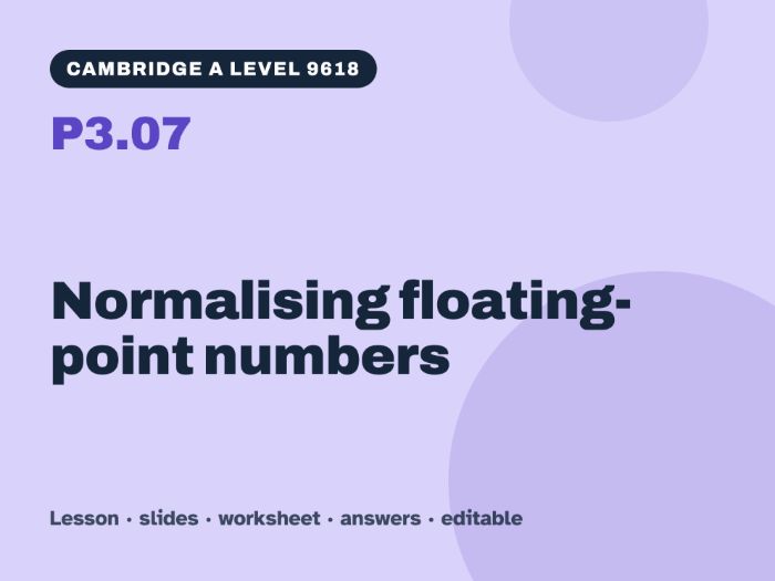 Cambridge A Level Computer Science 9618 – P3.07 Normalising floating-point numbers
