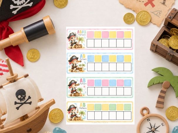 Pirate Pattern Activities – AB and ABB Patterns | Pirate-Themed Math Worksheets | EYFS, Reception