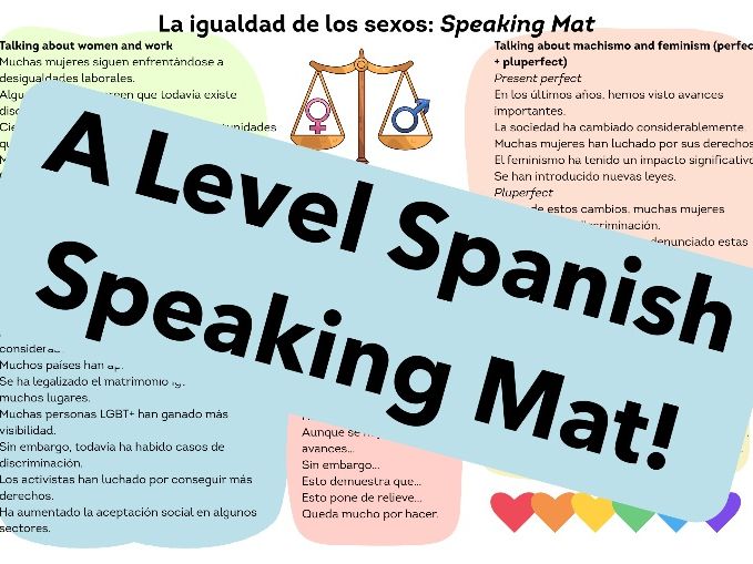 Speaking Mat La igualdad de los sexos A Level Spanish
