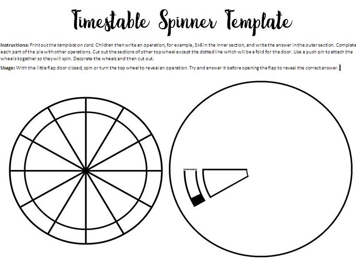 Times Tables Spinner Random Wheel Times Table Spinner Wheel Template 