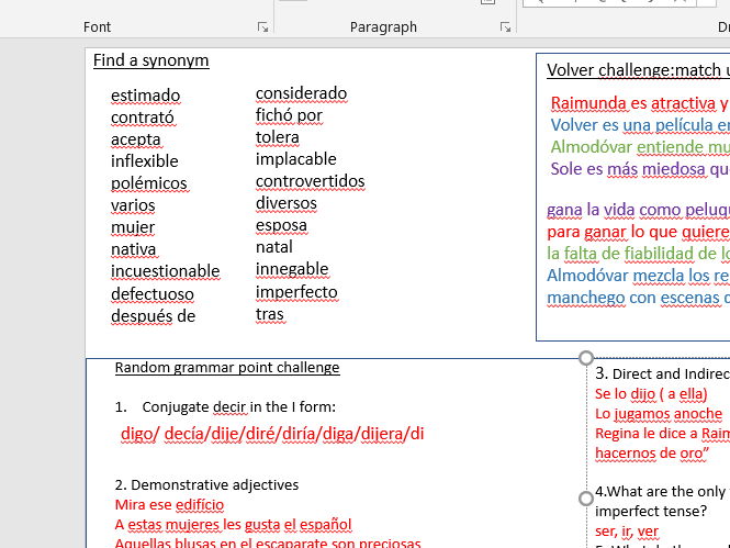 Starter for AQA A level Unit 4.2 Héroes deportivos with grammar and Volver recap