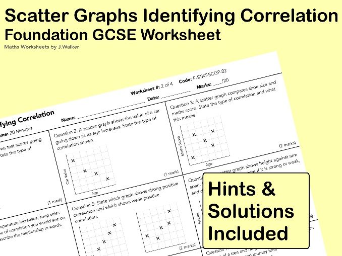 GCSE Maths Worksheet: Scatter Graphs Identifying Correlation - Foundation Tier