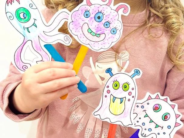 Monster Puppets Colour-In Activity