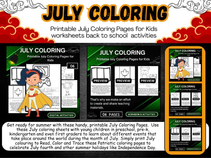 Printable July Coloring Pages for Kids