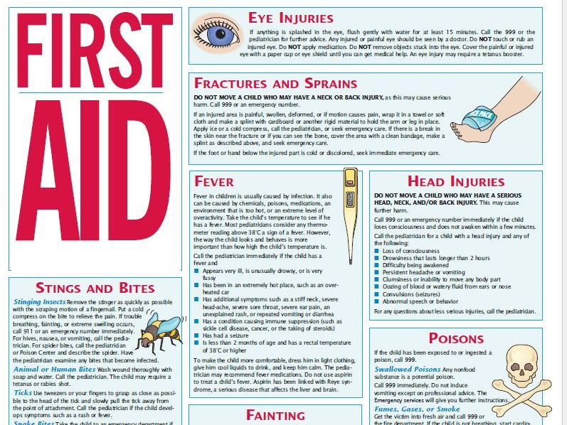 First Aid Leaflet and comprehension KS2