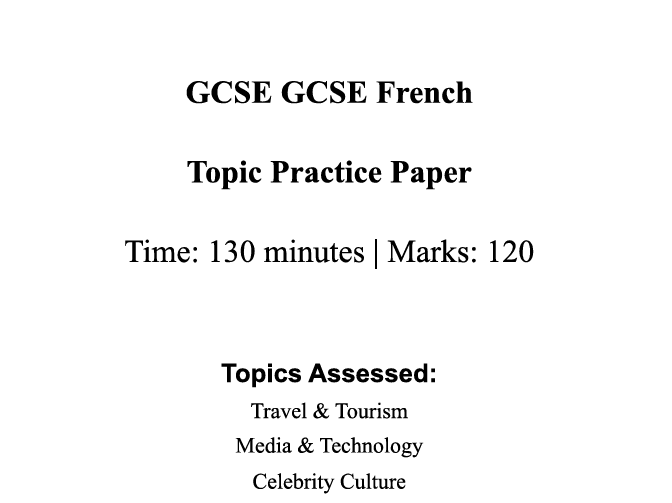 Practice Paper - Travel & Tourism,Media &Tech, Customs & Festivals
