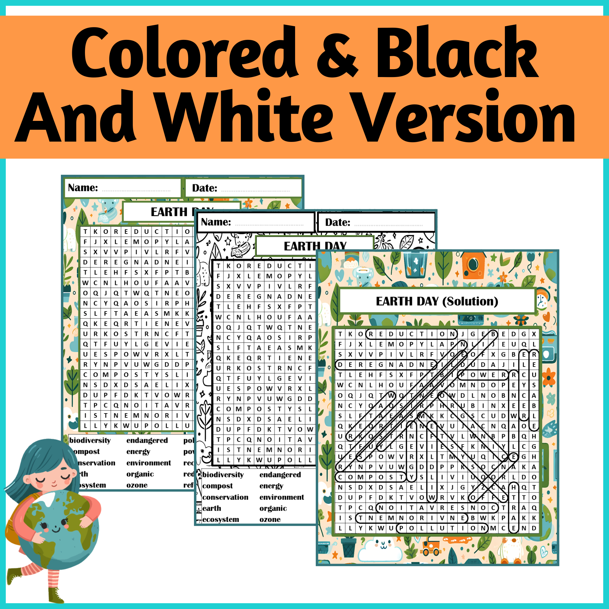 Spring Earth Day Word Search Puzzle Activitie Teaching Resources