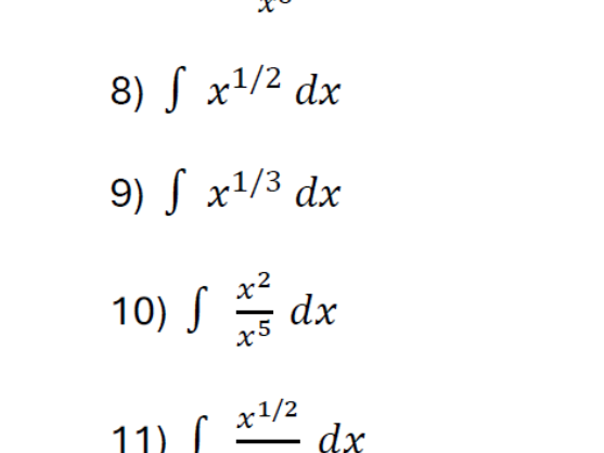 Integration worksheet Power rule
