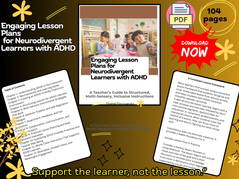 ADHD Support Strategies Workbook for Teachers and Homeschool | Practical Tools for Focus, Self-Reg.
