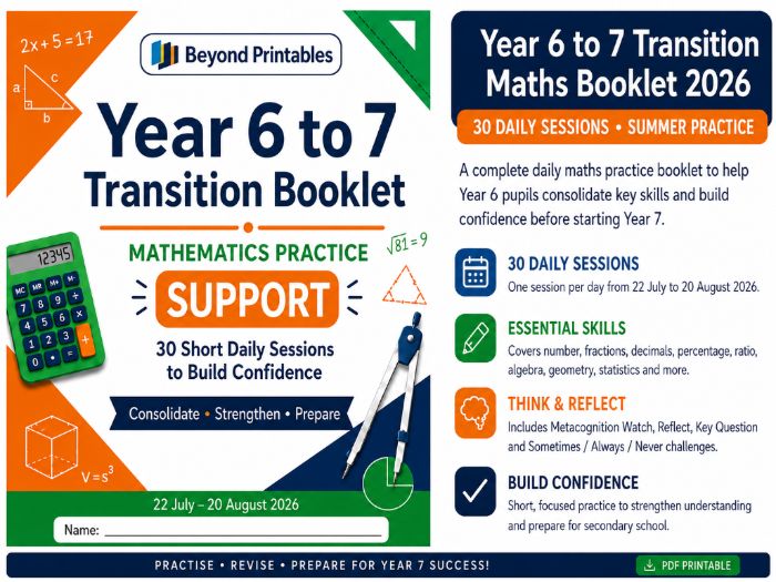 Yr 6 to Year 7 Maths  SUMMER transition booklet(SUPPORT)
