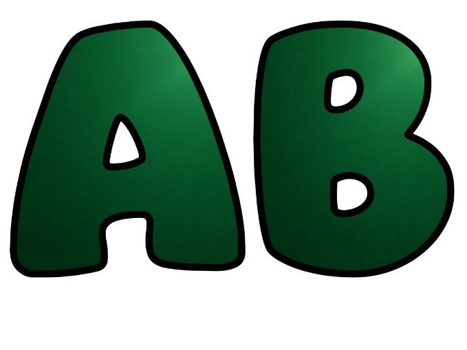 Forest Green Bubble Letters | Plain Colour Bulletin Board Letters | Printable Alphabet A-Z and 0-9
