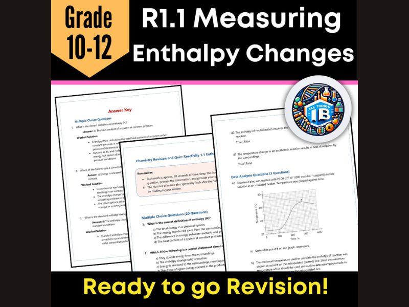 IB DP Chemistry R1.1: Enthalpy Changes Revision Practice 2026