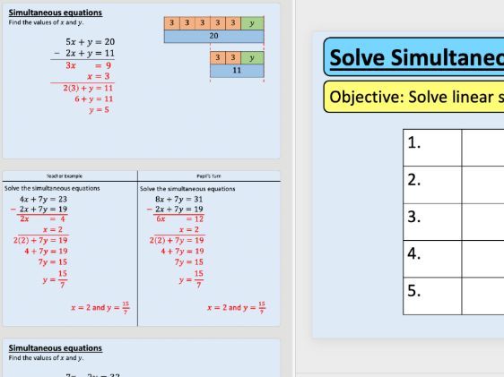 GCSE Maths Algebra – Linear Simultaneous Equations Exam Questions + Solutions