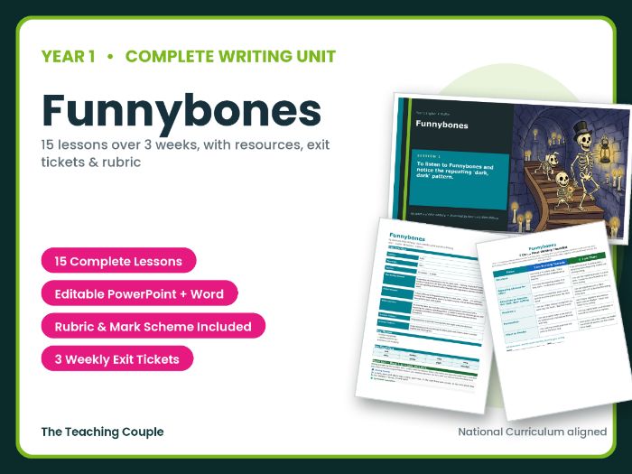 Funnybones | Year 1 English Unit | 15 Complete Lessons + Resources + Mark Scheme