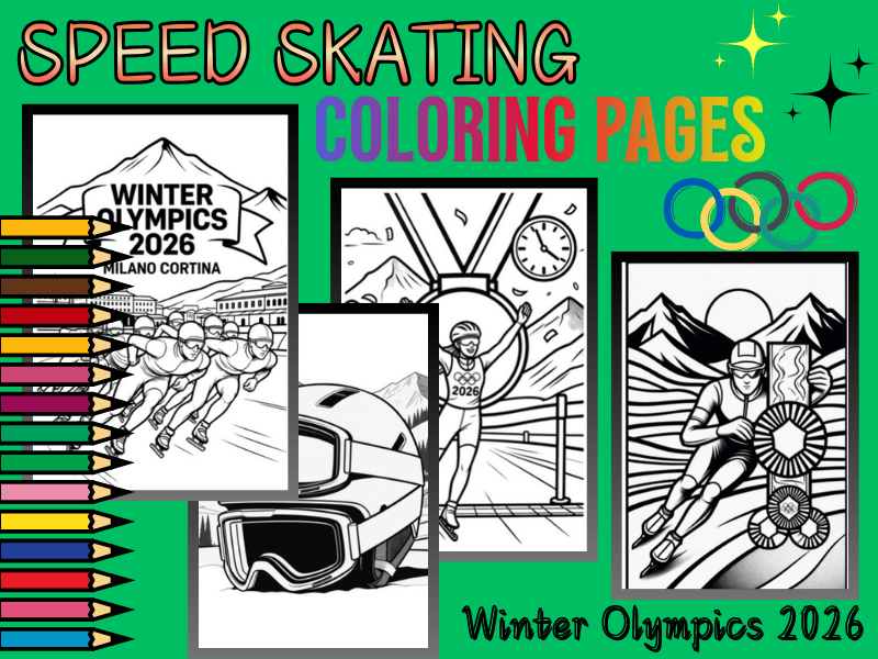 Speed Skating Coloring Pages | 2026 Winter Olympics | No Prep Activity for Kids