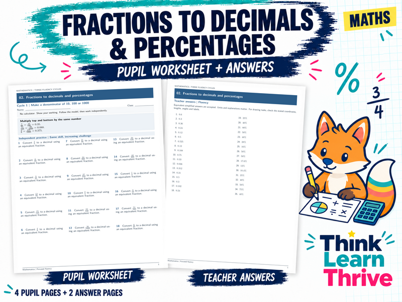 Fractions to Decimals and Percentages: Multi-Pack