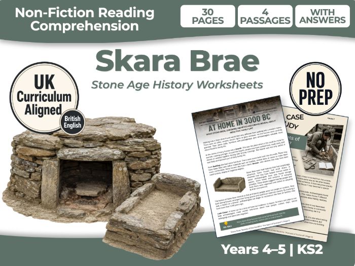 Skara Brae KS2 Reading Comprehension | Stone Age History Worksheets | Years 4–5
