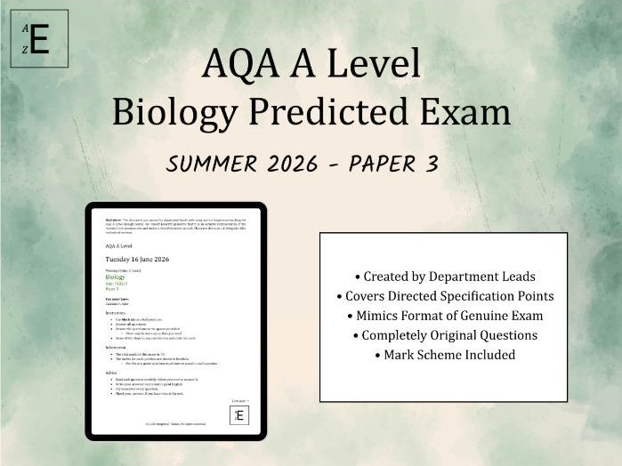 Summer 2026 AQA A Level Biology Predicted Exam - Paper 3