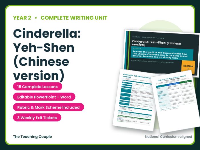 Cinderella: Yeh-Shen (Chinese version) | Year 2 English Unit | 15 Complete Lessons + Resources