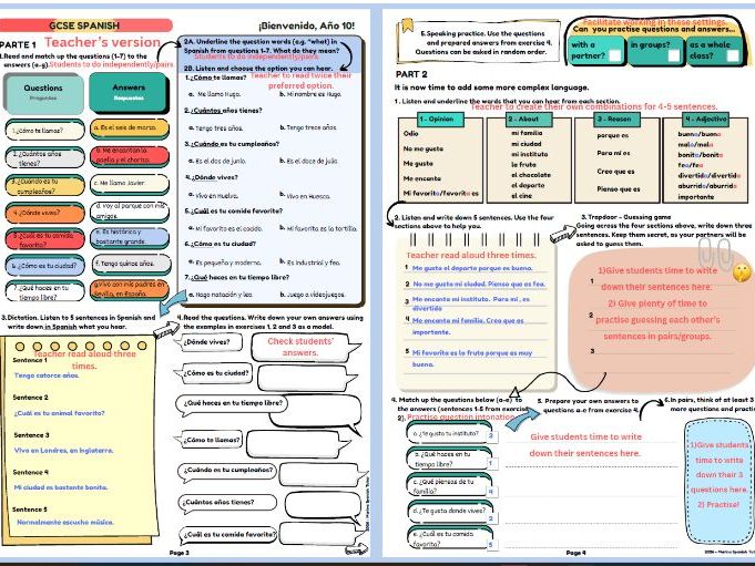 Year 10 GCSE Spanish 2026 Baseline & Kickstart Pack (2-Hour Ready-to-Go Lessons)