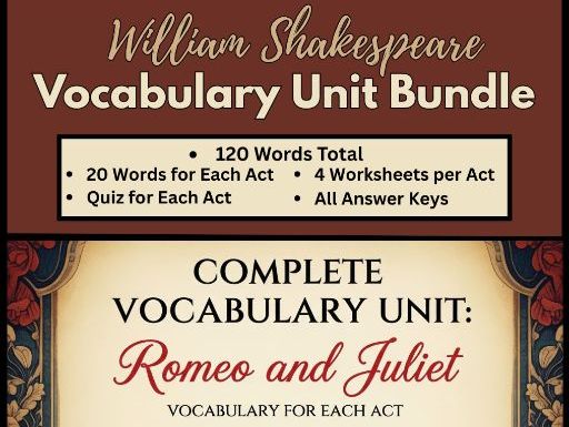 Romeo and Juliet Complete Vocabulary Unit (Acts I-V)