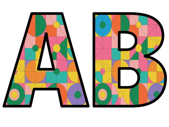 Math Shapes 2D Tesselate Design Lettering Set Display Title Letters ...